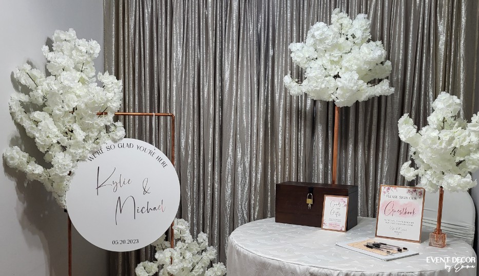 Event Decor by Emma Cherry Blossom Welcome Guestbook Card Table